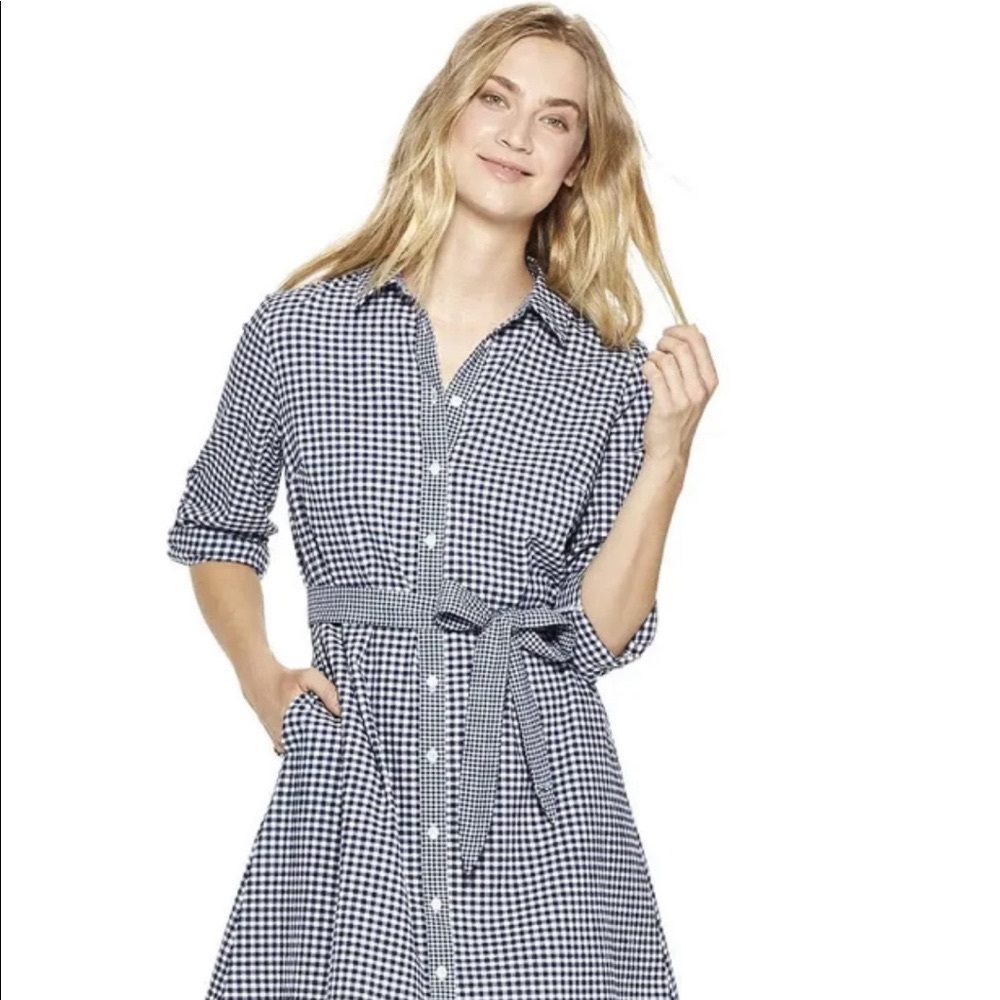 Vineyard Vines x Target navy checkered collared dress